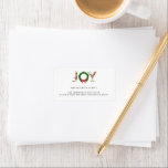 Etiqueta Christmas wreath joy simple elegant return address<br><div class="desc">Christmas holiday modern elegant custom return address label with joy floral typography script with traditional rustic wreath.</div>