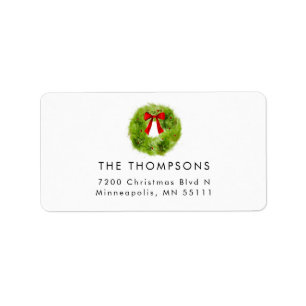 Etiqueta Christmas Wreath Return Address Label