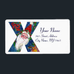 ETIQUETA CHRISTMAS X LETTER / SANTA CLAUS WITH RED RIBBON<br><div class="desc">X initial letter , bold Christmas monogram design.Colorful,  whimsical and artistic acrylic painting for Christmas. Santa Claus , snowy Winter night with floral ornaments, cat, red bow, green decorative plants, red ribbons,  holly berries, puppets and toys in the snow by Bulgan Lumini (c)


















com</div>