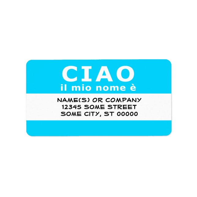 Etiqueta CIAO il mio nome e (azul) (Frente)