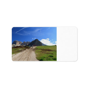 Etiqueta ciclismo sobre los Dolomitas