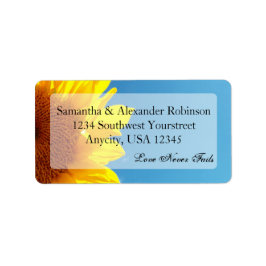 Etiqueta Cielo azul veraniego con girasol amarillo