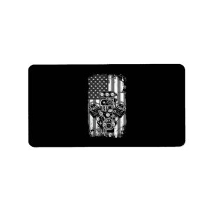 Etiqueta Cilindro de Coche Musculoso Antiguo Bandera Americ