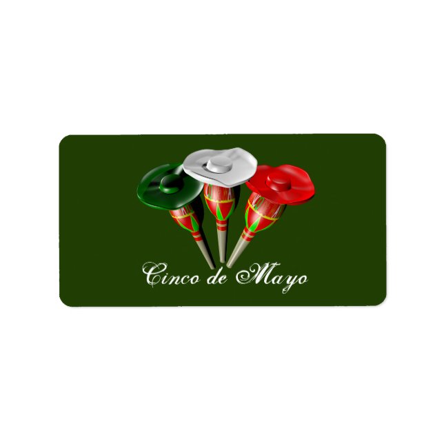 Etiqueta Cinco de mayo, fiesta mexicana (Frente)