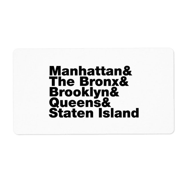 Etiqueta Cinco distritos ~ Nueva York (Frente)