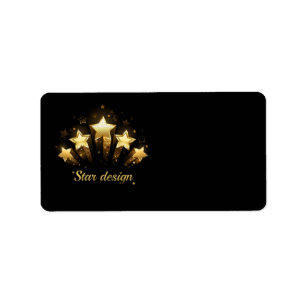 Etiqueta Cinco estrellas de oro sobre negro