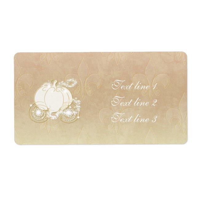 Etiqueta Cinderella Gold Carriage Champagne Princess Label (Frente)