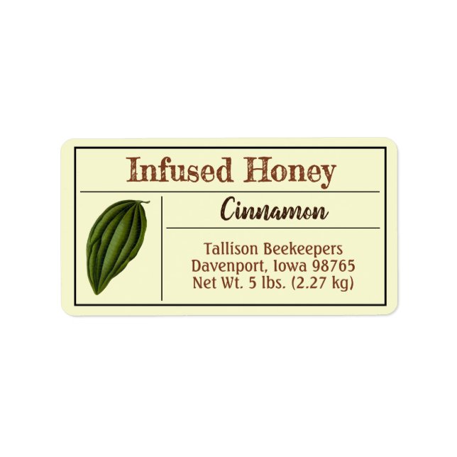Etiqueta Cinnamon Spice Infused Honey Jar (Frente)