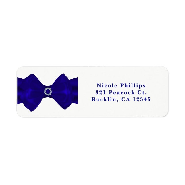Etiqueta Cinta azul real y diamantes elegante invitación (Frente)