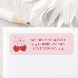 Etiqueta Cinta de Cereza Rosa y Roja Coquette Dirección de 