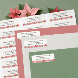 Etiqueta Cinta de Poinsettia Acuarela Dirección de Vacacion