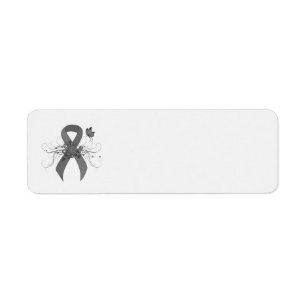 Etiqueta Cinta de sensibilización gris con mariposa