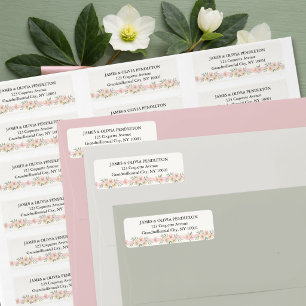 Etiqueta Cinta Floral de Rosa de Navidad Rosa Dirección de