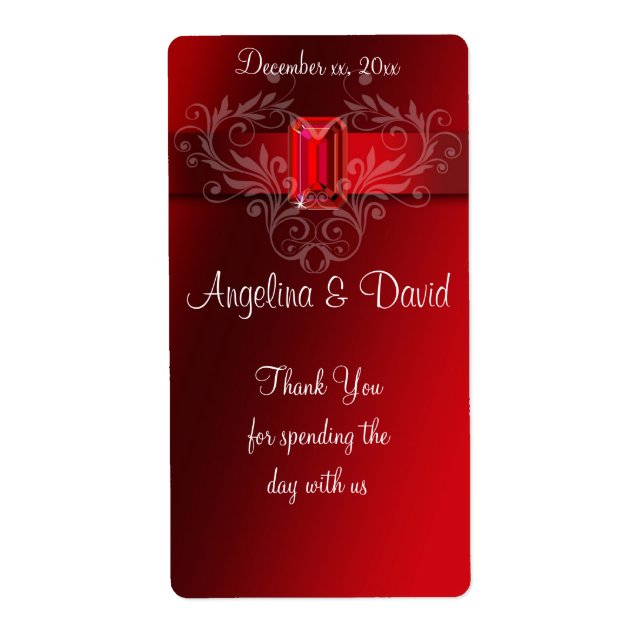 Etiqueta Cinta roja elegante, rubí (Frente)