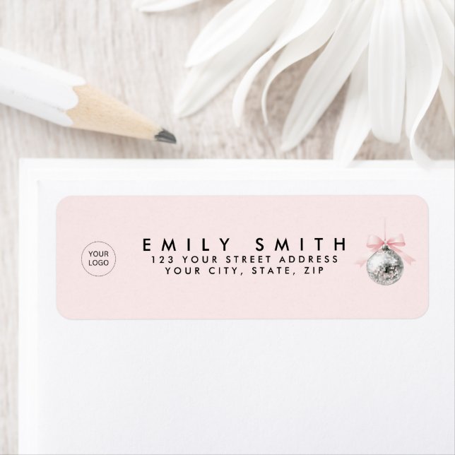 Etiqueta Cinta rosa Coquette Disco Ball personalizada (In situ)