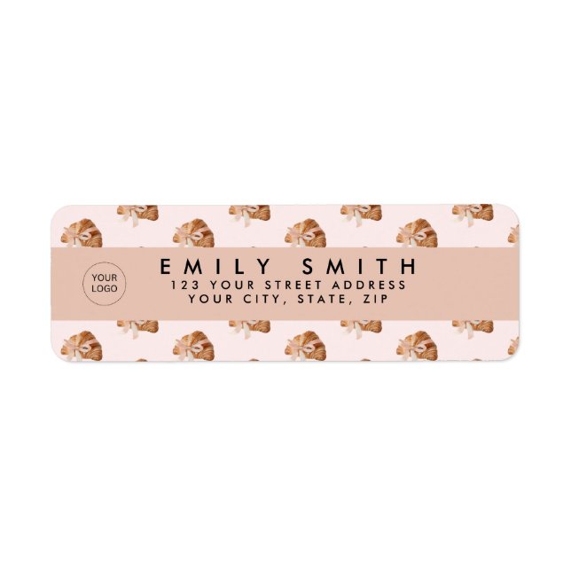 Etiqueta Cinta rosa Croissant de Coquette Personalizada (Frente)