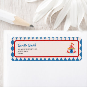 Etiqueta circo de carnaval guión retro baby shower