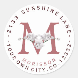 Etiqueta circular de flores de orquídeas blancas