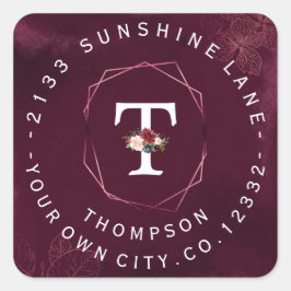 Etiqueta circular de monograma floral real de Borg