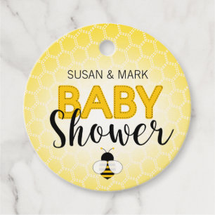 Etiqueta circular para baby shower con tema de abe