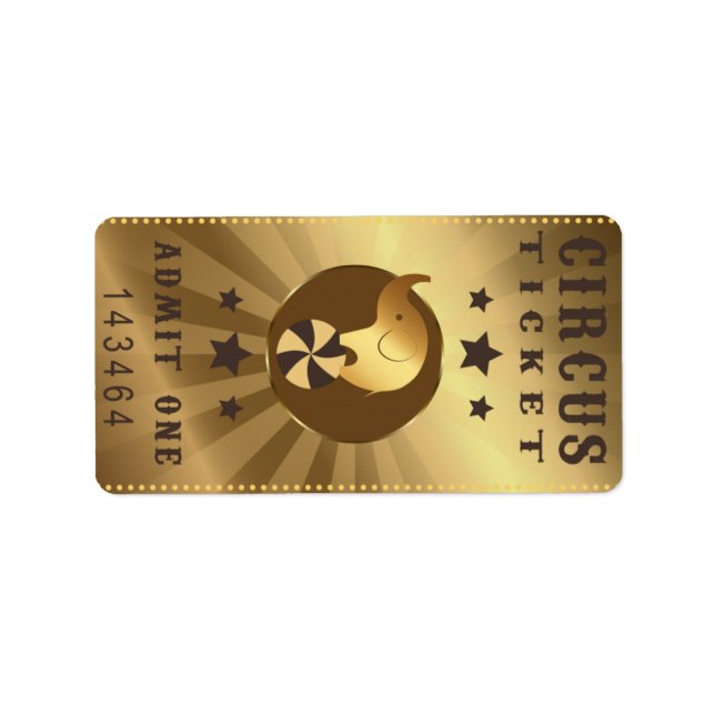 Etiqueta Circus Ticket Admite un Elefante del Partido del C (Frente)