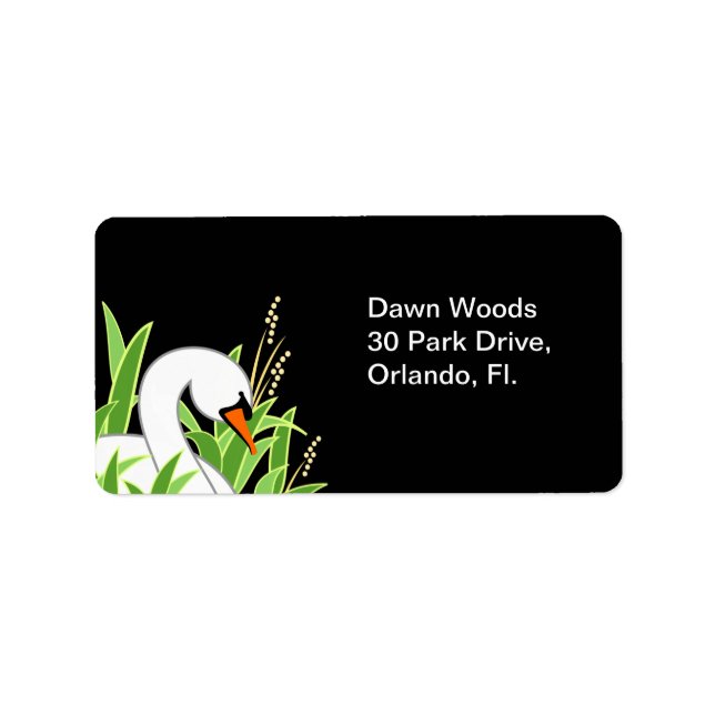 Etiqueta Cisne blanco elegante (Frente)