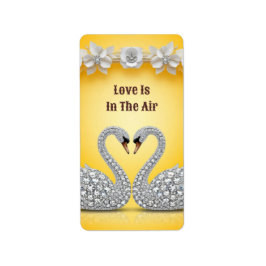 Etiqueta Cisnes Románticos de Cristal de Diamante Escena Cá