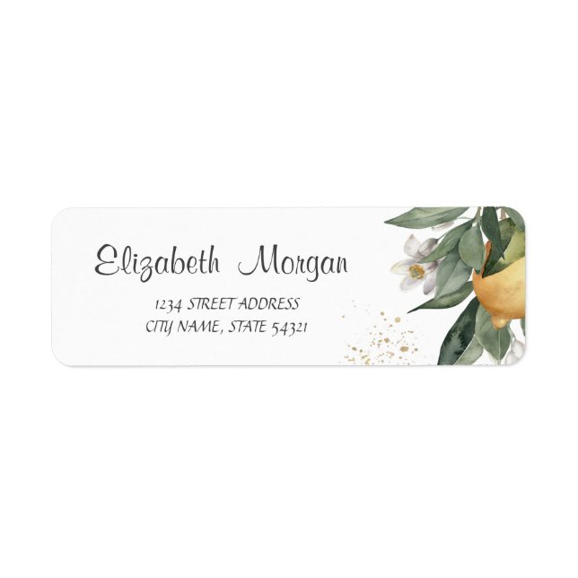 Etiqueta Cítricos acuarelas que florecen (Frente)