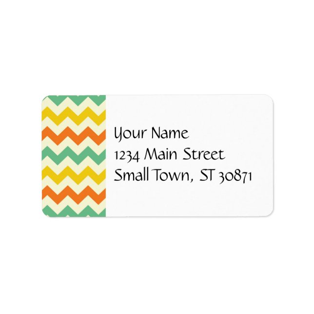 Etiqueta Citrus Lime Green Naranja Yellow Chevron Zigzags (Frente)
