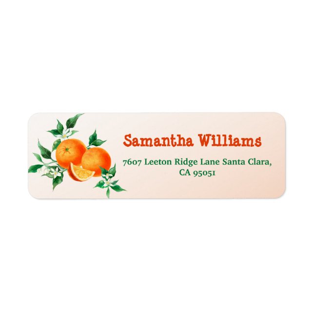 Etiqueta Citrus Little Cutie Blossom Naranja Baby Shower (Frente)