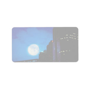 Etiqueta Ciudad de noche con luna