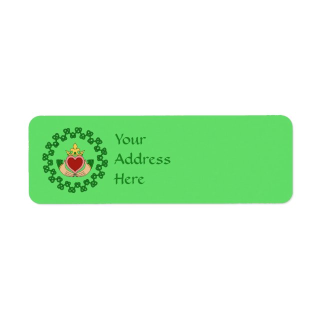 Etiqueta Claddagh y Green Knotwork (Frente)