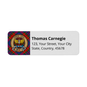 Etiqueta Clan Carnegie Escudo sobre Tartán