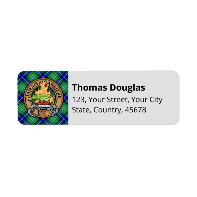 Etiqueta Clan Douglas Escudo por Tartán (Frente)