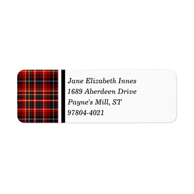 Etiqueta Clan Innes Tartan Red Scottish Plaid (Frente)