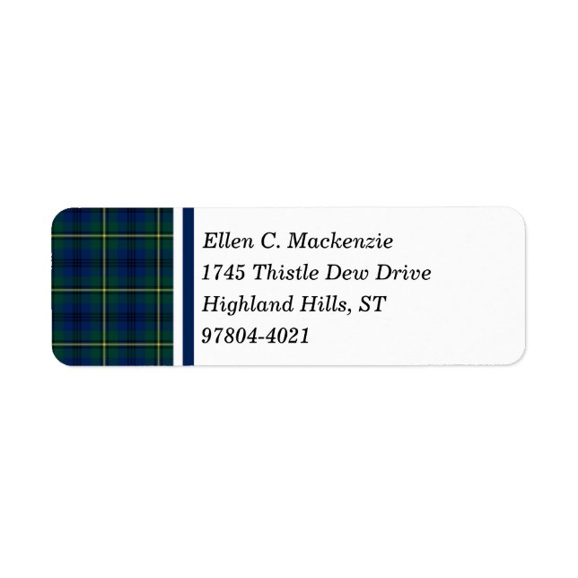 Etiqueta Clan Johnston Blue y Green Scottish Tartán (Frente)