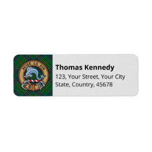 Etiqueta Clan Kennedy Escudo sobre Tartán