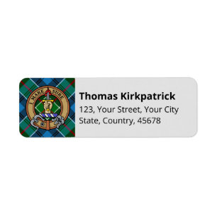 Etiqueta Clan Kirkpatrick Escudo sobre Tartán
