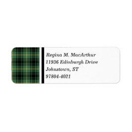 Etiqueta Clan MacArthur Tartan Green Plaid