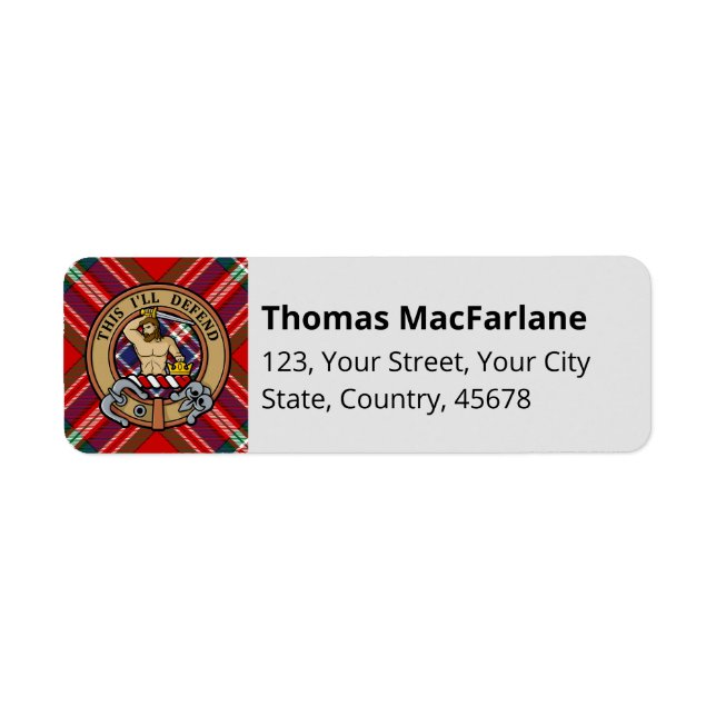 Etiqueta Clan MacFarlane Red Tartan (Frente)