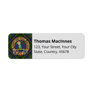 Etiqueta Clan MacInnes Escudo sobre Tartán