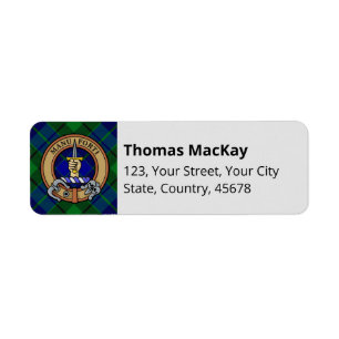 Etiqueta Clan MacKay Escudo sobre Tartán