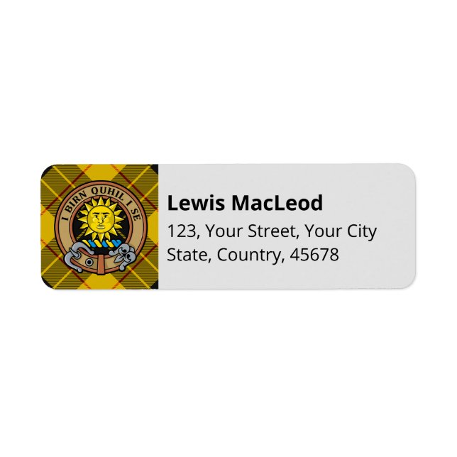 Etiqueta Clan Macleod de Lewis Tartán (Frente)
