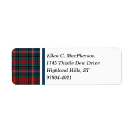 Etiqueta Clan MacPherson Tartán escocés rojo y azul