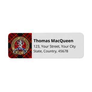 Etiqueta Clan MacQueen Crest sobre Tartán