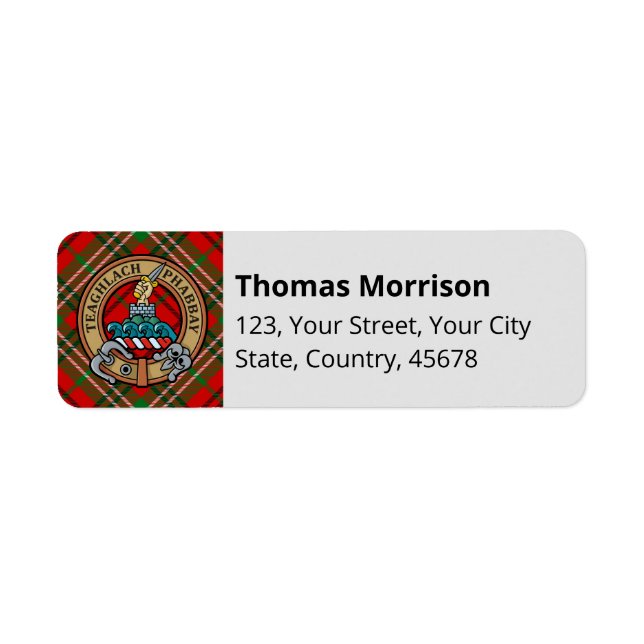Etiqueta Clan Morrison Red Tartan (Frente)