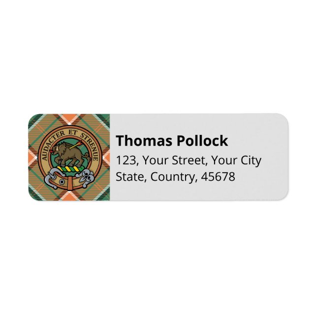 Etiqueta Clan Pollock Tartan (Frente)