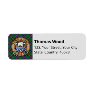 Etiqueta Clan Wood Escudo sobre Tartán