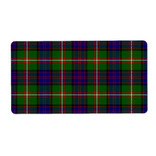 Etiqueta Clanranald tartan azul plaga