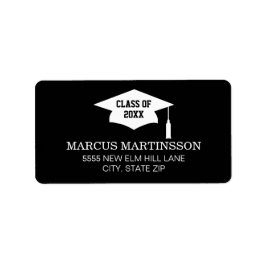 Etiqueta Clase Black White Graduation Cap de 2025